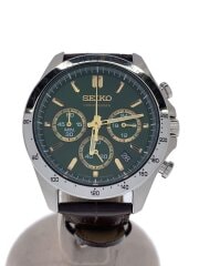 画像：クォーツ腕時計/アナログ/レザー/GRN/8T63-00D0/電池切れ