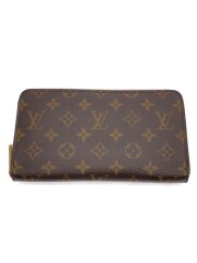 画像：2)ジッピー・ウォレット_モノグラム・キャンバス/PVC/BRW/総柄/レディース