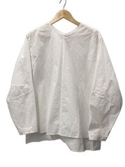画像：長袖ブラウス/S/コットン/WHT/無地