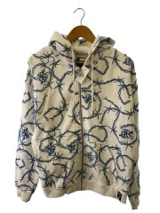 画像：ジップパーカー/M/コットン/WHT/総柄