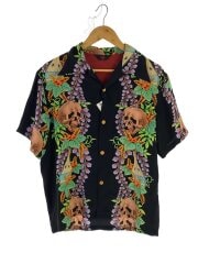 画像：アロハシャツ/--/シルク/マルチカラー/総柄/スカル