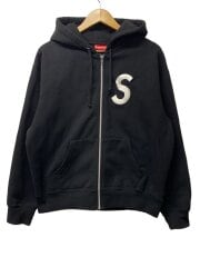 画像：ジップパーカー/S/コットン/BLK/無地/s logo zip up hoodie