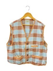 画像：ベスト/S/コットン/BLU/チェック/HTK-21S-007/やや使用感有
