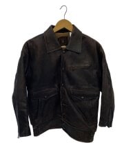 画像：レザージャケット・ブルゾン/大/レザー/BRW/無地