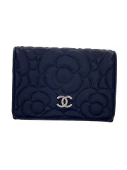 画像：カメリア/コンパクトウォレット/擦れ使用感有/3つ折り財布/レザー/NVY/レディース