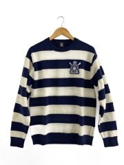 画像：ニット・セーター(薄手)/L/ウール/NVY/ボーダー