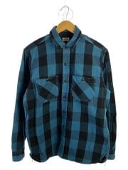 画像：長袖シャツ/M/コットン/BLU/チェック