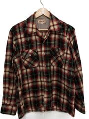 画像：長袖シャツ/M/ウール/RED/チェック