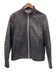 画像：レザージャケット・ブルゾン/48/羊革/GRY/シープスキン/肩変色有