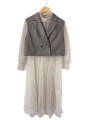 画像：レイヤードチュールベストドレス/M/ポリエステル/GRY/01120550850