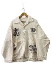 画像：ジャケット/M/コットン/WHT/無地