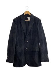 画像：テーラードジャケット/44/ウール/BLK/チェック/G2AR4T/袖ボタン汚れ