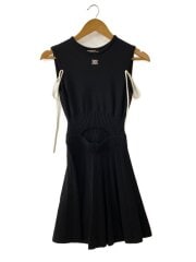 画像：ウエストオープンストリングワンピース/FREE/レーヨン/BLK/無地/112524042