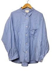 画像：長袖シャツ/2/コットン/BLU/ストライプ/RESH-013