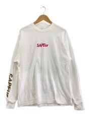 画像：長袖Tシャツ/L/コットン/WHT/プリント