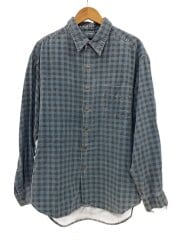 画像：OLD/90s/紺タグ/袖破れ有/長袖シャツ/L/コットン/BLU/チェック