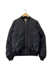 画像：ASHTON BOMBER JACKET/ミリタリージャケット/S/ナイロン/BLK/無地//