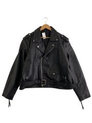 画像：ダブルライダースジャケット/52/レザー/水牛革/BLK/無地/PB-1118//