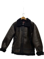 画像：B-3/フェイクムートンジャケット/フライトジャケット/M/フェイクレザー/BRW/TA1548-201