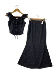 画像：YILON/26SS/RUFFLE DOT SATIN SETUP/FREE/ポリエステル/BLK/ドット