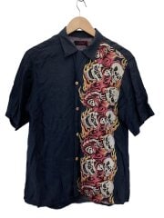 画像：初期/スカルアロハシャツ/FREE/レーヨン/BLK/2AH-7405