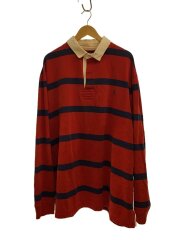 画像：長袖Tシャツ/3L/コットン/RED/ボーダー