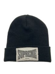 画像：Woven Label Beanie/--/アクリル/BLK/メンズ