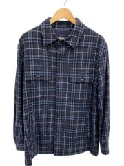 画像：アンゴラ混/シャツジャケット/L/ウール/NVY/チェック/BBP11-108-29