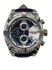 画像：madisonnewyork/クォーツ腕時計/アナログ/レザー/WHT/BLU/ma011004