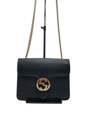 画像：チェーン・ショルダーバッグ_インターロッキングG/レザー/BLK