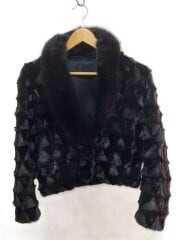 画像：ミンク/ショート丈/短丈/立体/ジャケット/--/--/BLK/無地