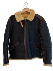 画像：ムートンフライトジャケット/B-6/36/羊革/BLK/無地/42-5110-P