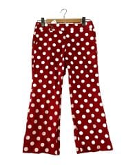 画像：外・内部着色あり・ブーツカットパンツ/M/コットン/RED/ドット///