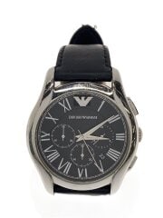 画像：クォーツ腕時計/アナログ/レザー/BLK/BLK/AR-1700