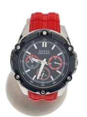 画像：クォーツ腕時計/アナログ/ラバー/BLK/RED/W1302G1