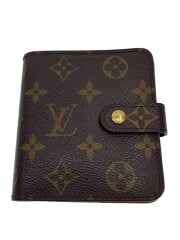 画像：コンパクト・ジップ_モノグラム・キャンバス/PVC/BRW/札入れ剥がれ・反り有