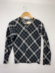 画像：99SS/カーディガン/長袖ブラウス/コットン/BLK/チェック/TT-100370/黒//