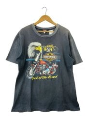 画像：80s イーグル＆モーターサイクルプリント Tシャツ/20/BLK/フェード//