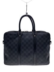 画像：2)ポルト・ドキュマン・ヴォワヤージュPM_ダミエ・グラフィット/ブリーフケース/PVC/BLK