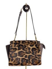 画像：レオパード/ショルダーバッグ/レザー/ブラウン/茶/アニマル