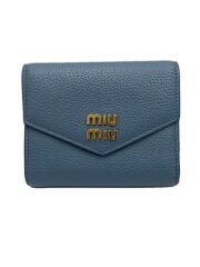 画像：2つ折り財布/レザー/BLU/無地/レディース