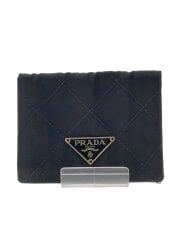 画像：2つ折り財布/ナイロン/BLK/無地/レディース/プレート錆有/内側レザー