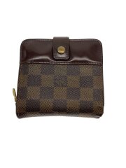 画像：コンパクト・ジップ_ダミエ・エベヌ/PVC/BRW/レディース