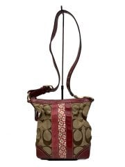 画像：ストライプ・ミディアムダッフル_ハンプトンズ_シグネチャー_レッド/キャンバス/BEG/総柄