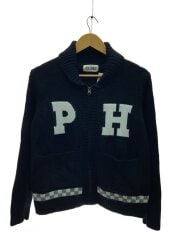 画像：ロゴニット/カウチン/ジップアップ/カーディガン(厚手)/アクリル/BLK/A2133KCD473