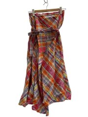 画像：ロングスカート/O/リネン/RED/チェック/99758142