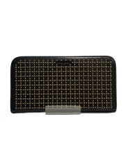 画像：スタッズ長財布/レザー/BLK/メンズ/角スレ有