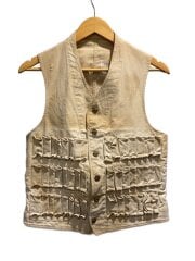 画像：French Vintage/ハンティングベスト/針シンチバック/動物ボタン/鳥/コットン/ベージュ