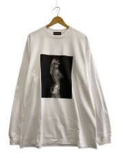 画像：フロントプリント/長袖Tシャツ/XXL/コットン/WHT//