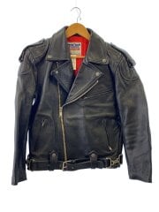 画像：レザージャケット・ブルゾン/LL/レザー/BLK/無地